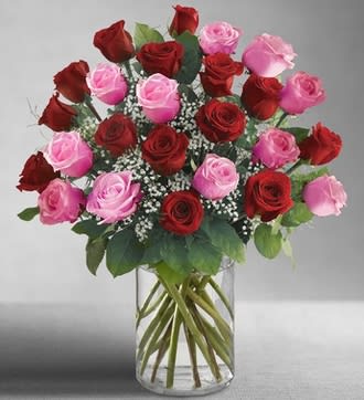 Ultimate Elegance™ Long Stem Pink & Red Roses Flower Bouquet
