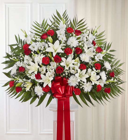 Heartfelt Sympathies™ Standing Basket- Red & White XL Flower Bouquet