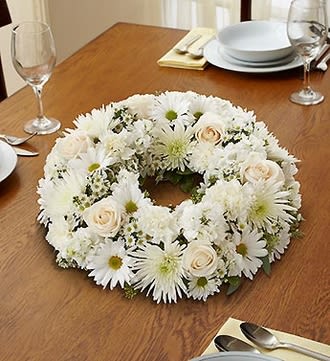 All White Wreath Centerpiece