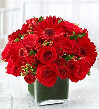 All Red Centerpiece in a Vase
