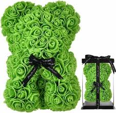 Green Rose Foam Bear Flower Bouquet