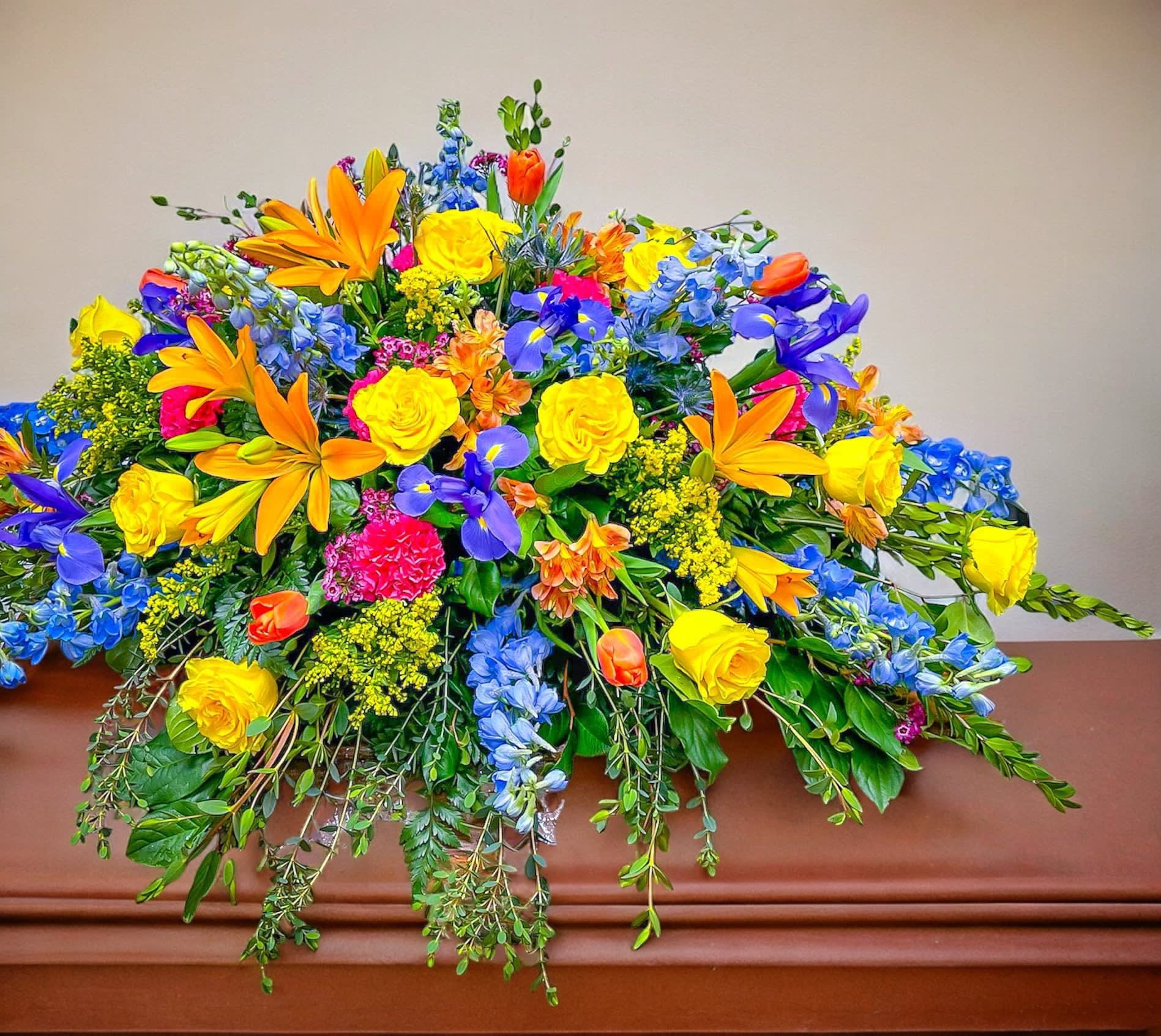 Bright and Beautiful Casket Spray