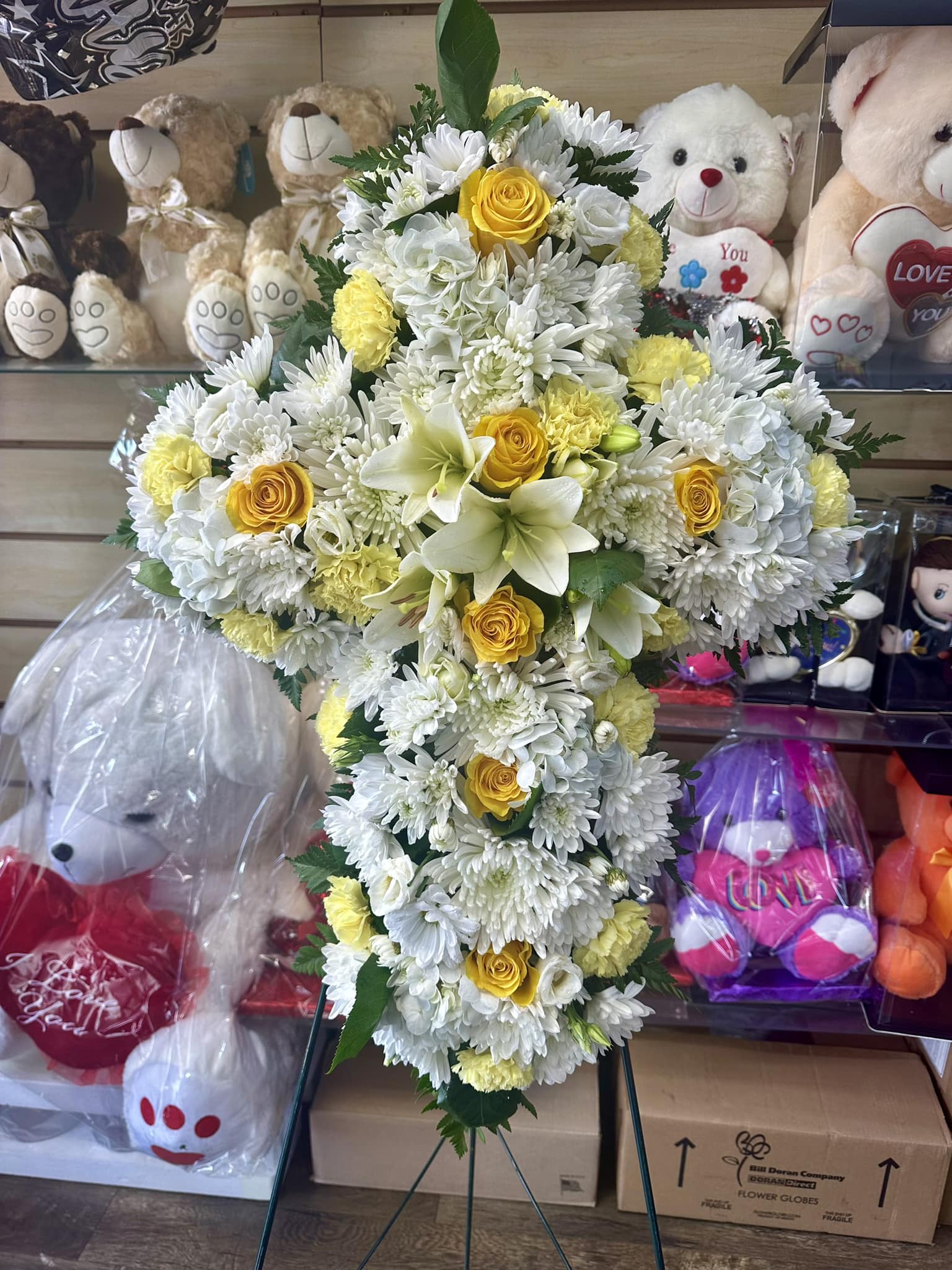 A Touch Of Sunshine Cross Flower Bouquet