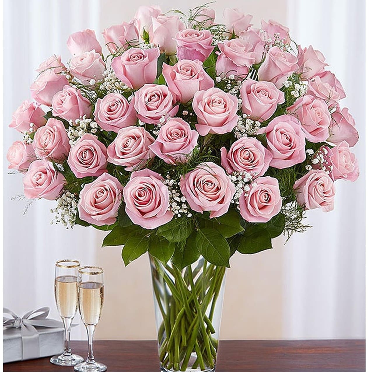 50 Light Pink Roses Arranged