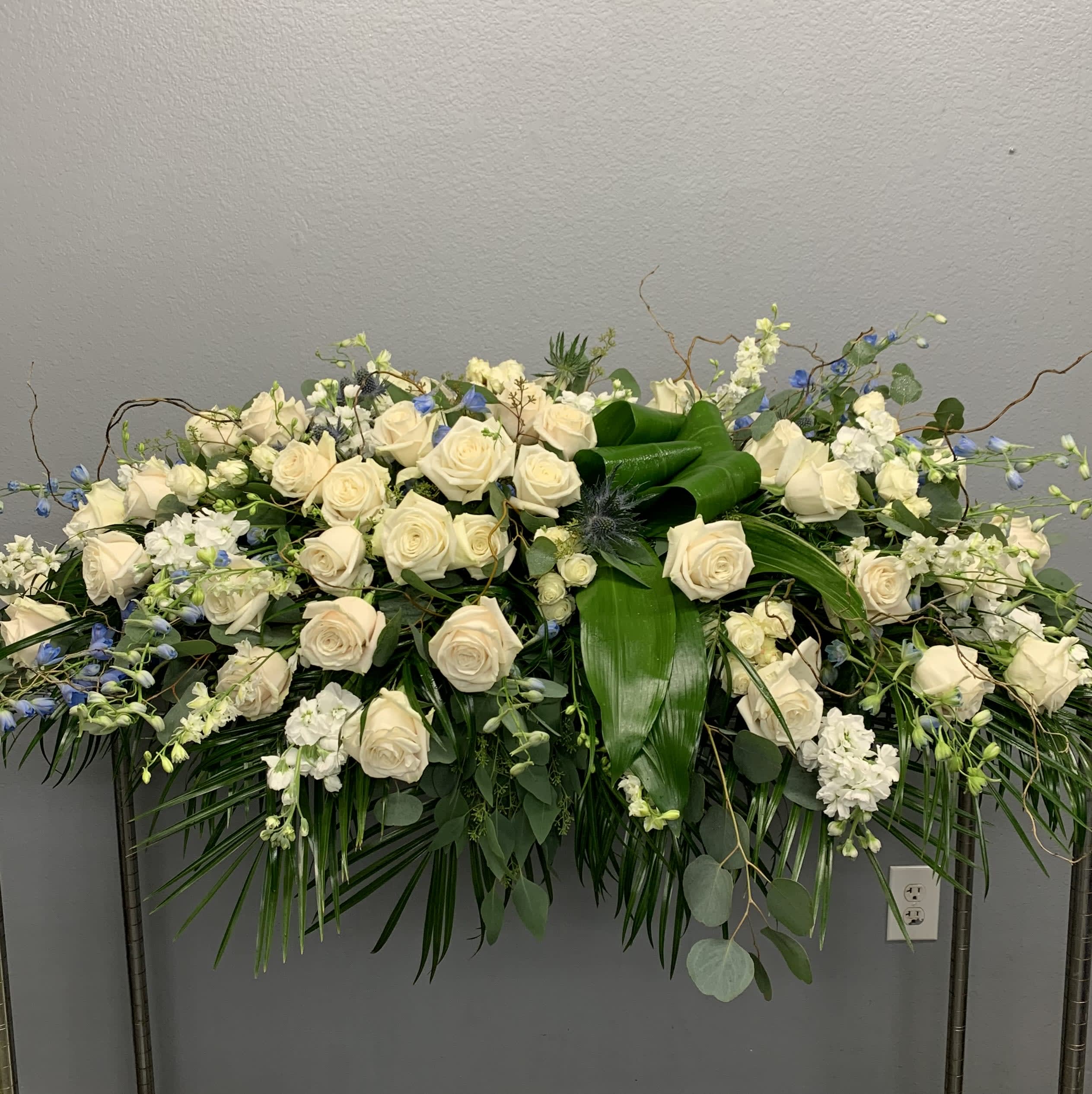 Blue & White Classic Tribute Casket Spray