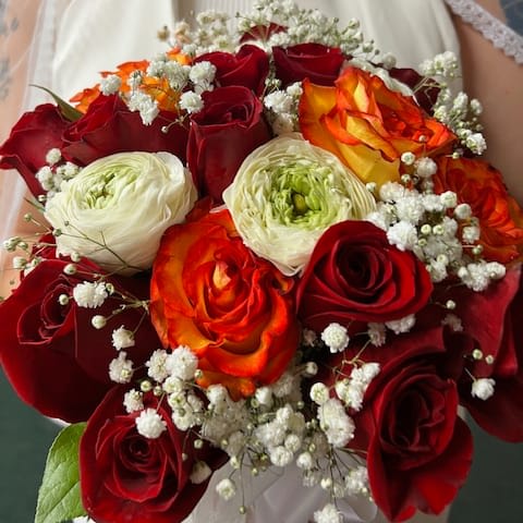 COLORFUL BRIDAL BOUQUET - STEM WRAPPED