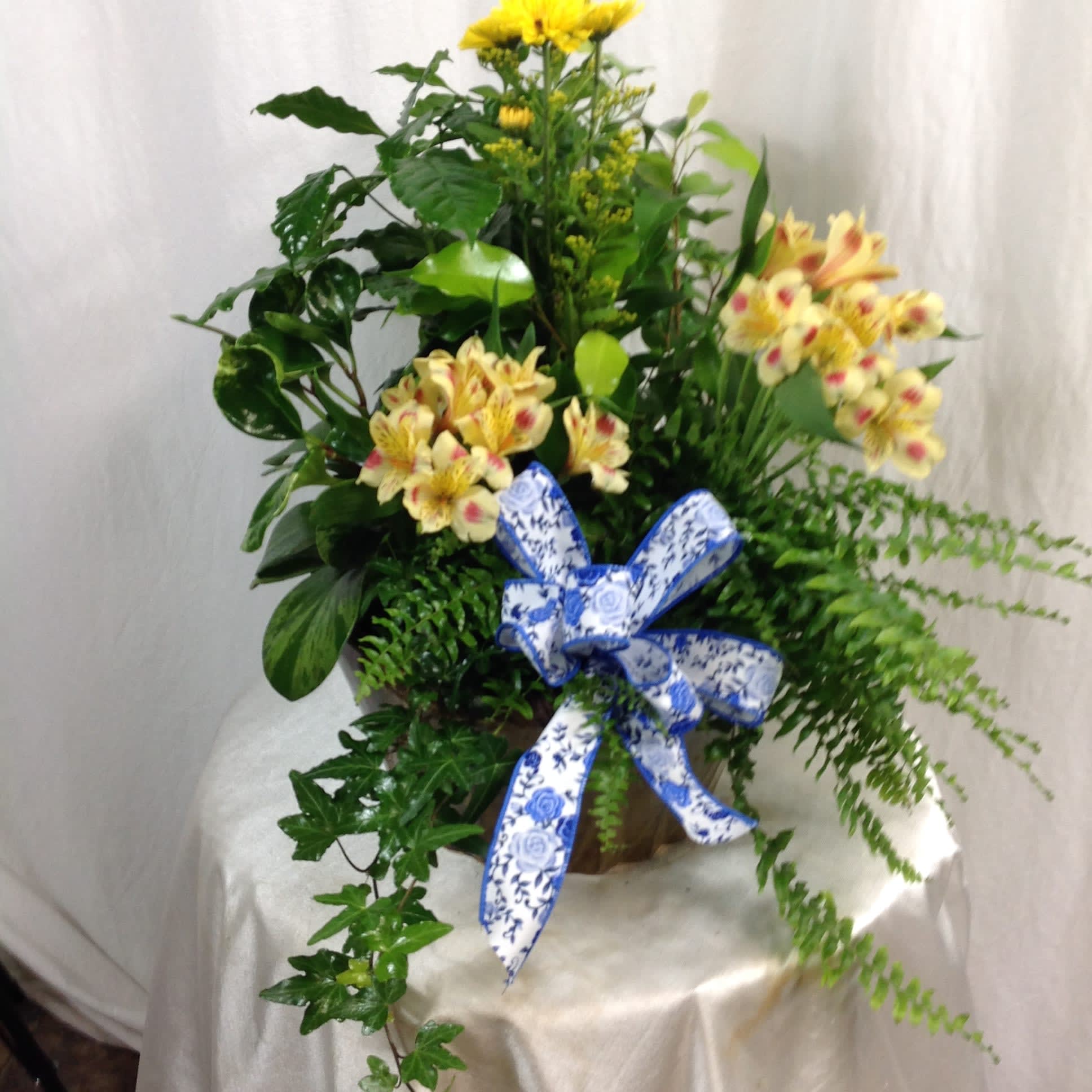 Dish Garden with fresh flowers