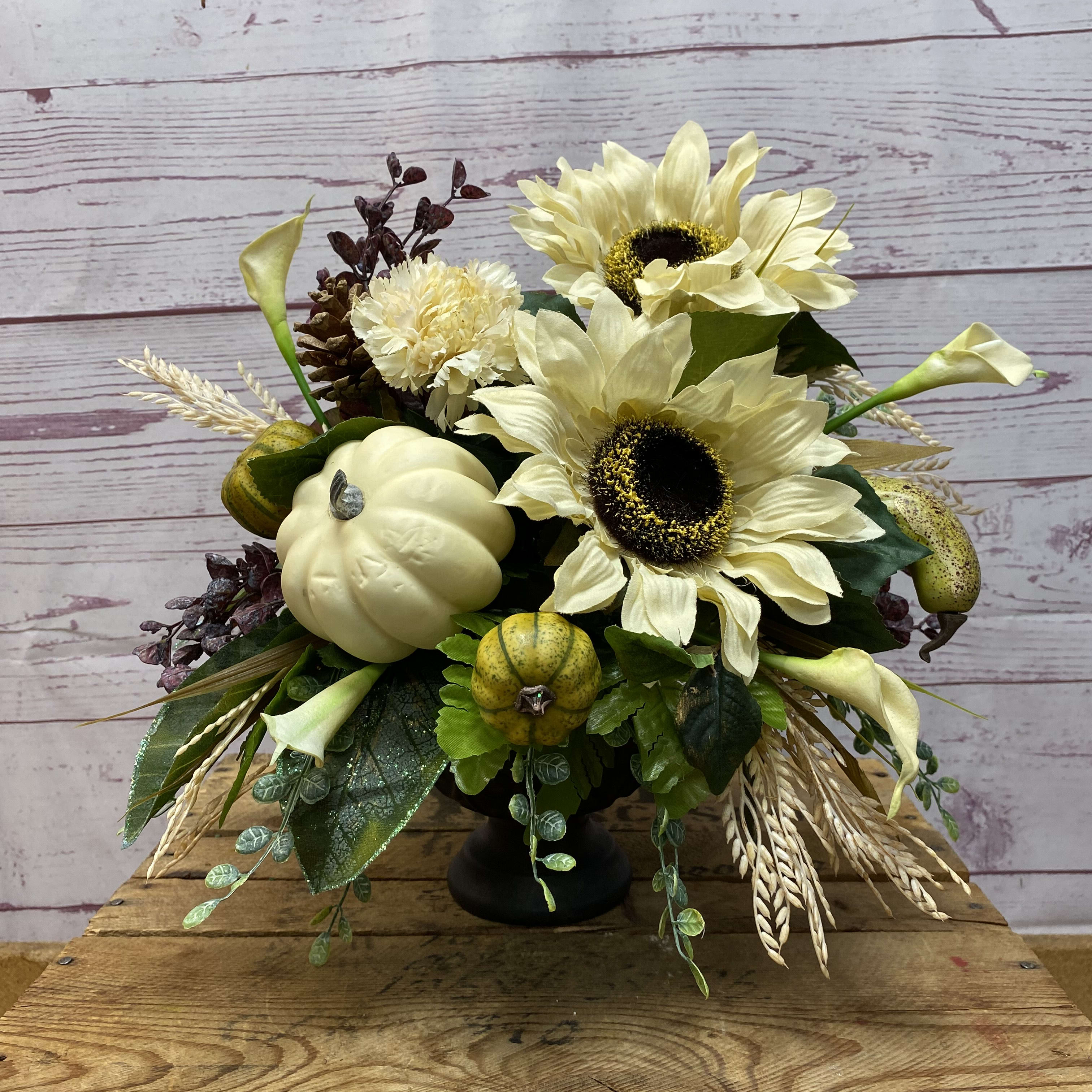 Neutral Fall Sunflower Silk (Artificial) Arrangement