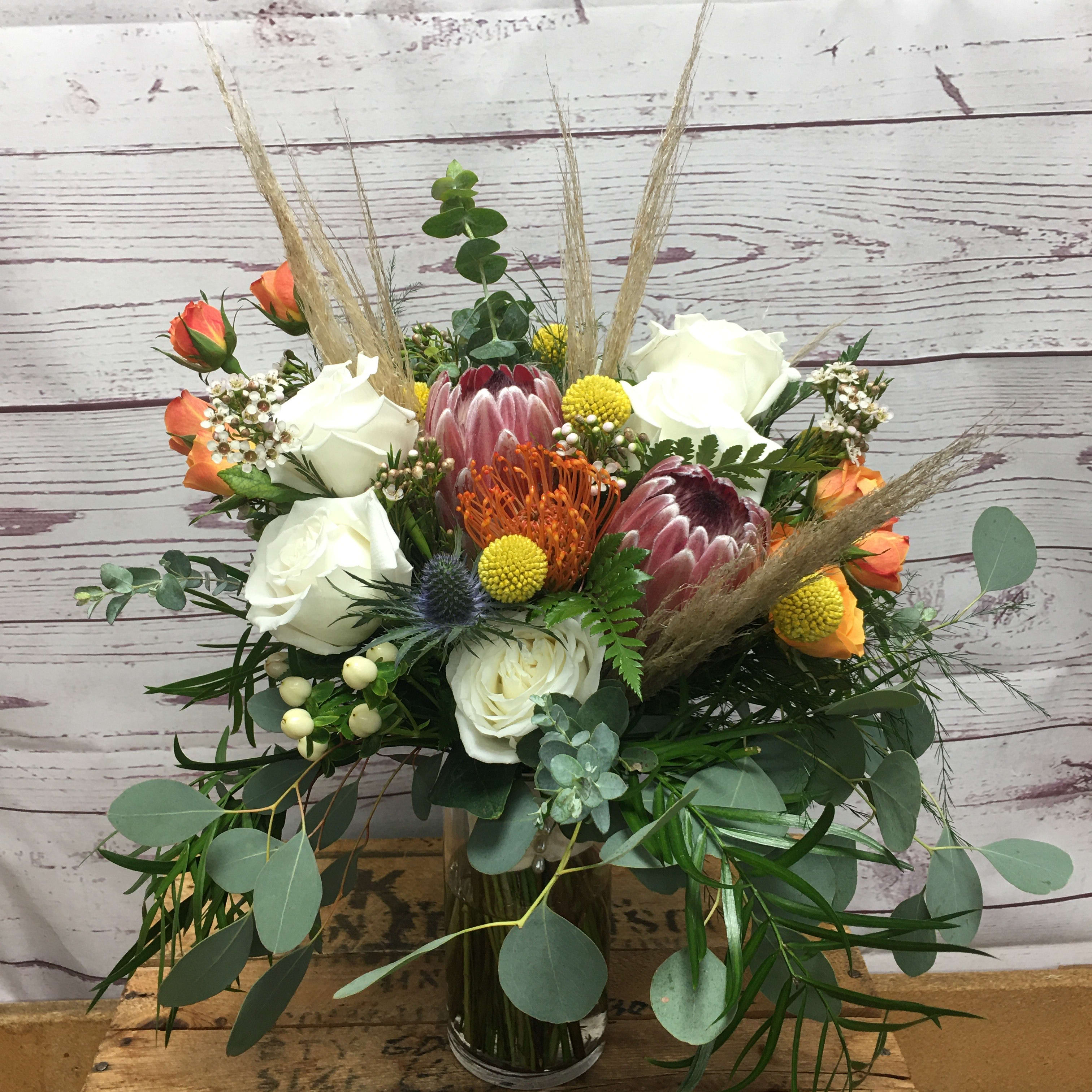 Perky Plumes and Protea Wedding Flowers Flower Bouquet