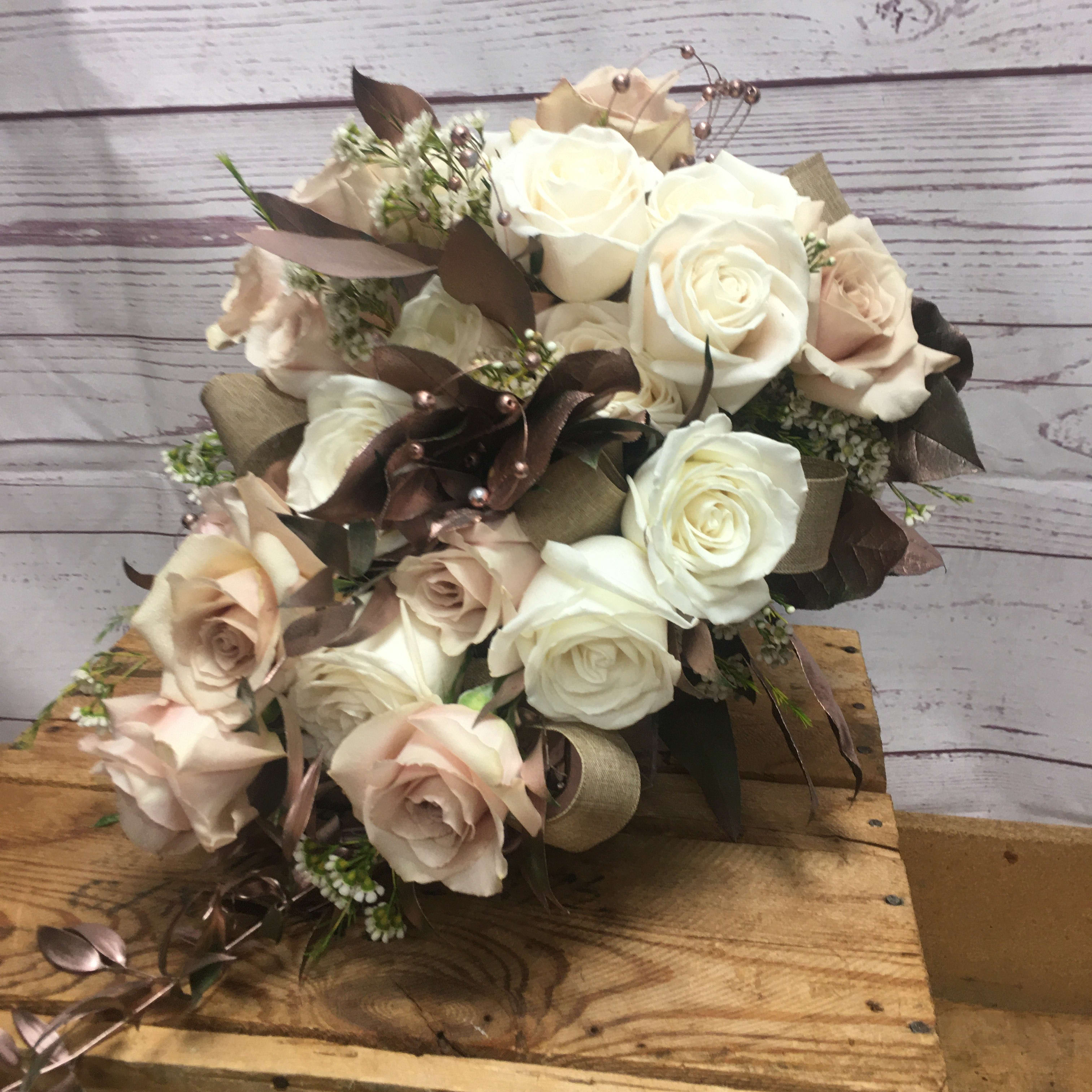 Country Glam with Rose Gold Wedding Flowers Flower Bouquet