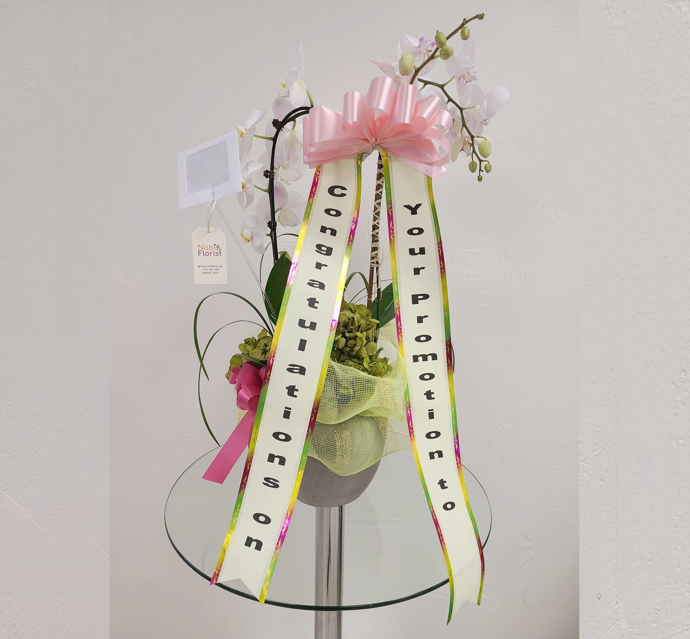 Gray Pot Orchid Flower Bouquet