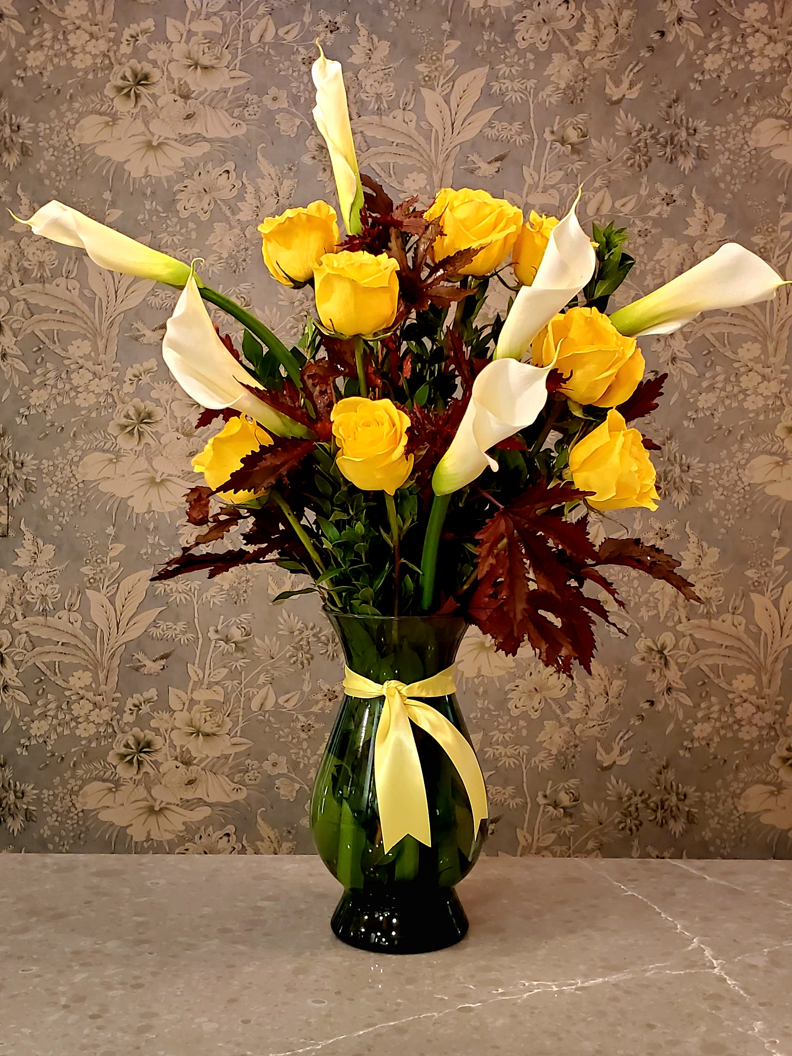 Yellow Rose and Calla Lily Vase