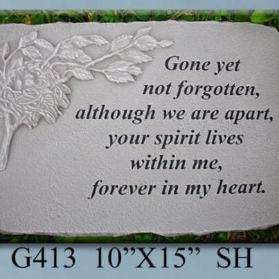 Not Forgotten Memorial Stone on Stand