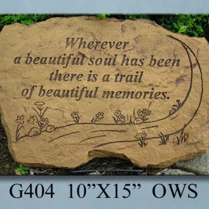 Trail Of Memories Memorial Stone On Stand Flower Bouquet