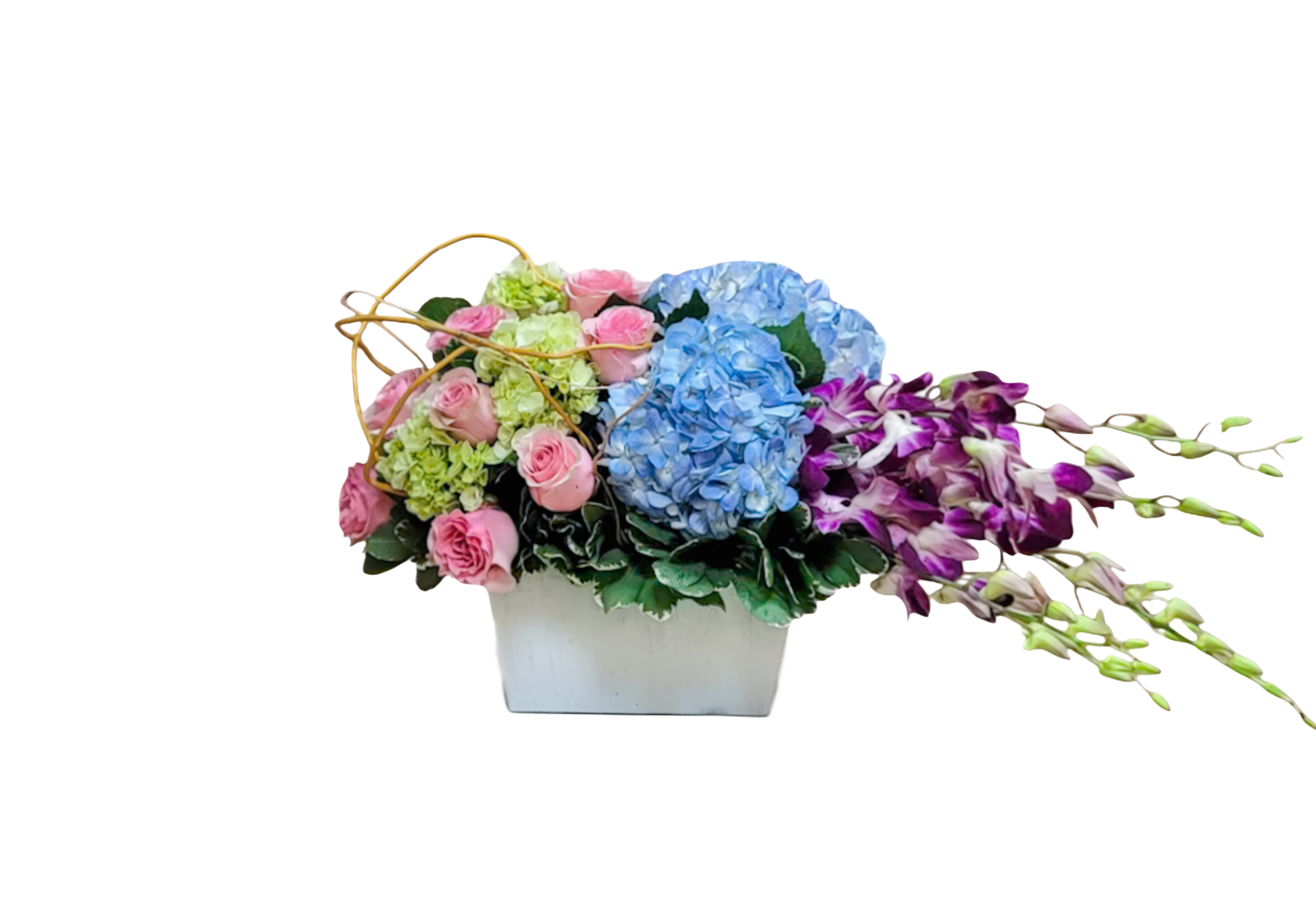 N-13 Arreglo de rosas, hortensias y orquí­deas Flower Bouquet