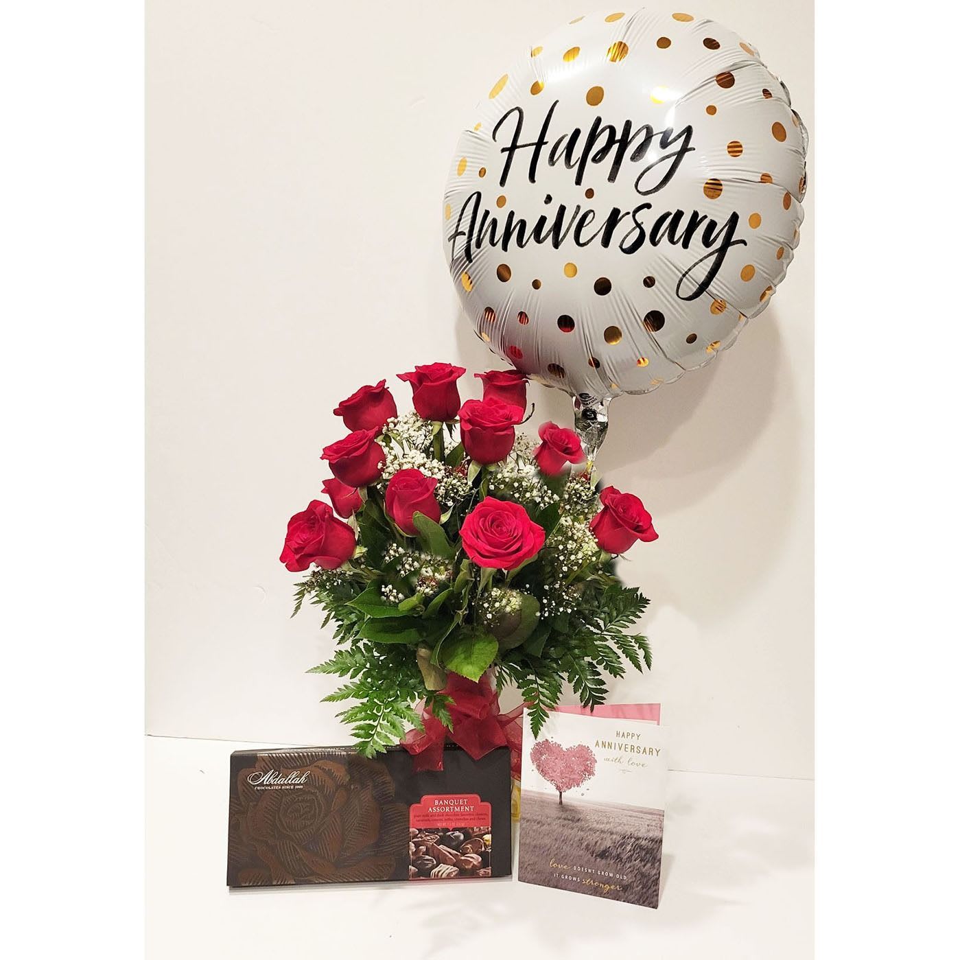 Dozen Rose Vase Anniversary Package Flower Bouquet