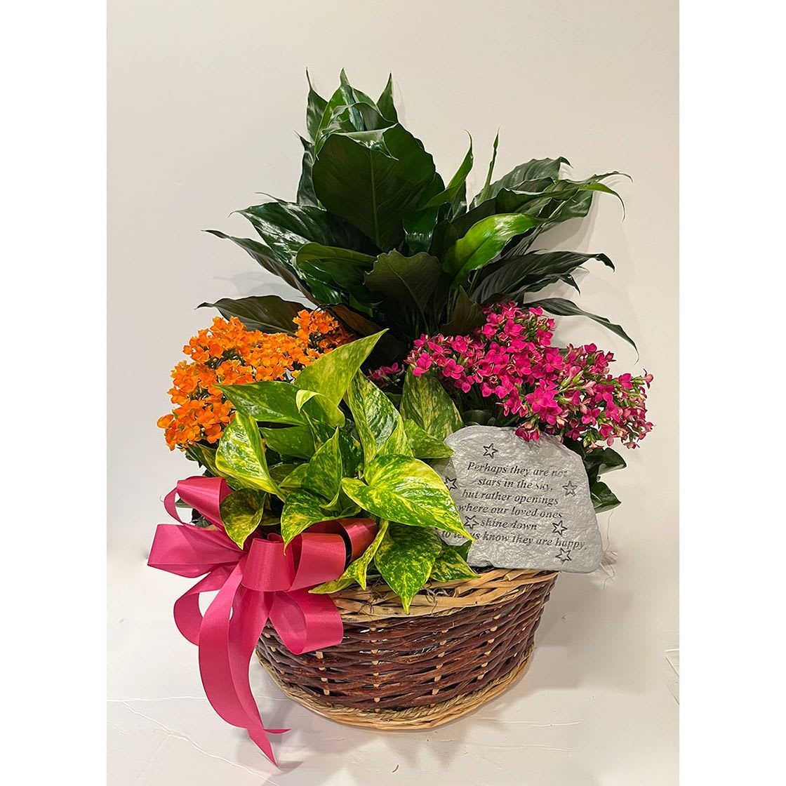 Grand Sympathy European Basket with Stone Flower Bouquet