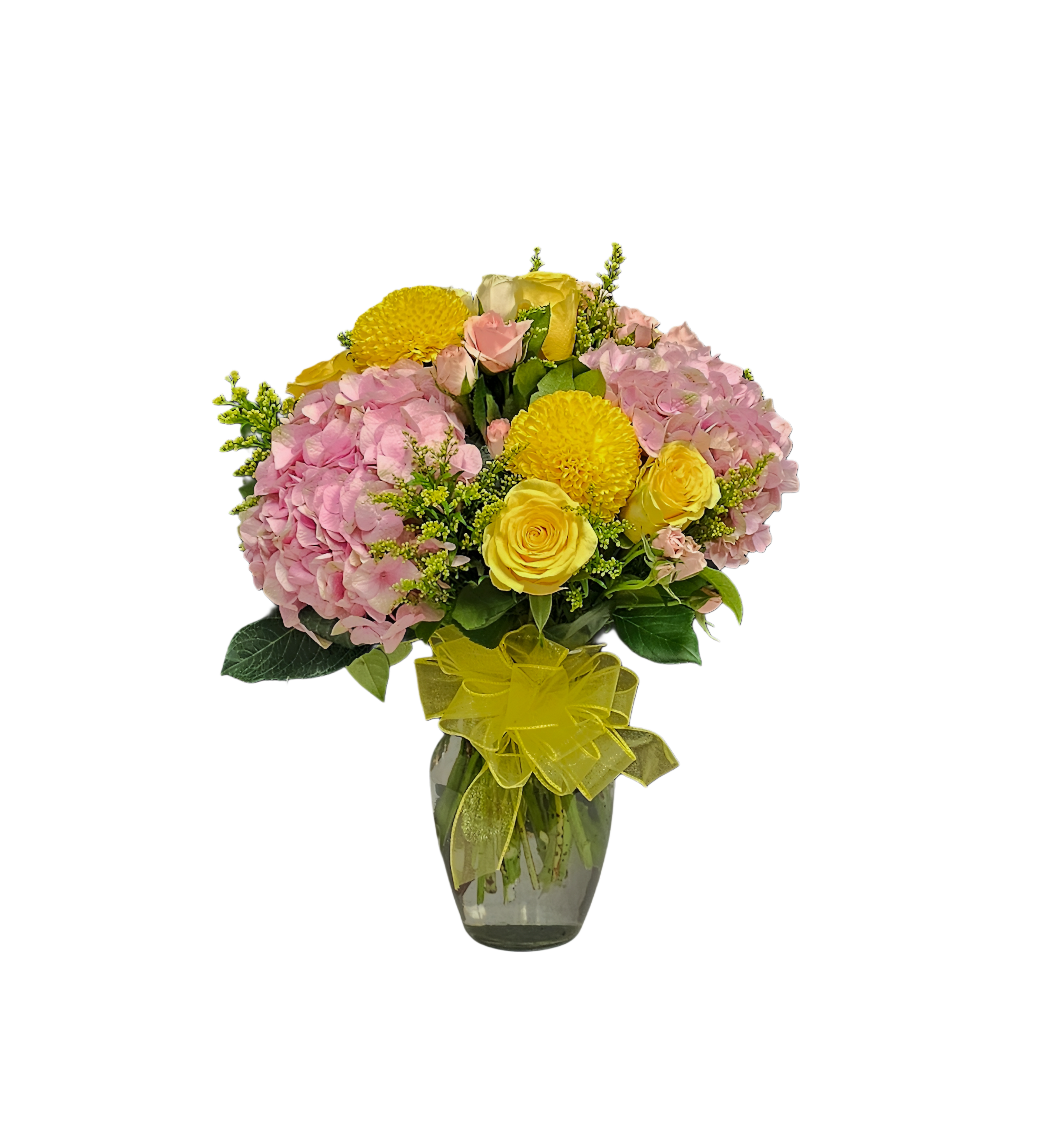 SW-2 Arreglo de hortensias, spray roses, crisantemos y rosas