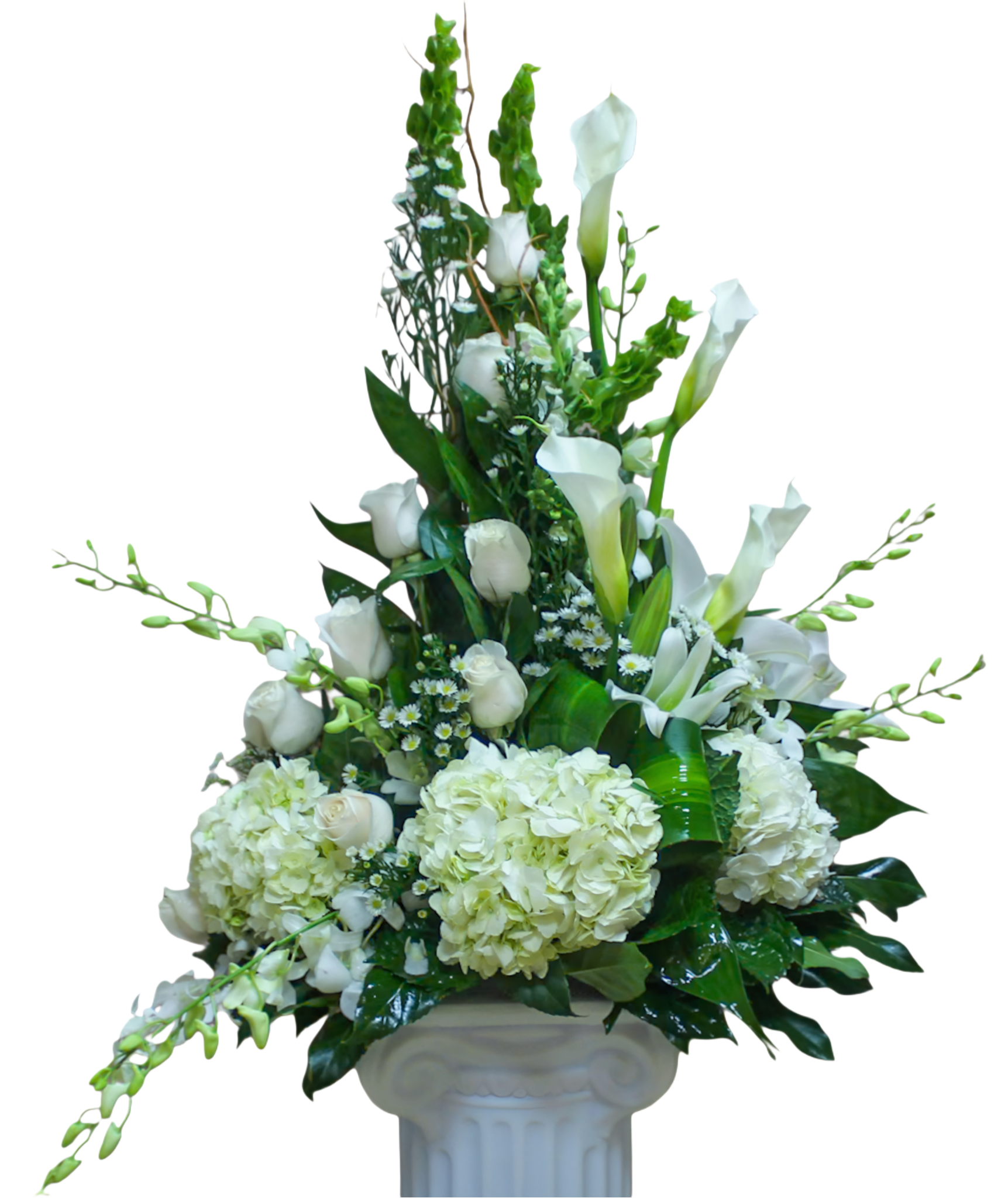 AF-18 Arreglo de rosas, lirios cala, orquídeas, lirios y hortensias