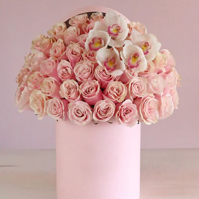 The Pink Beauty Hat Box Flower Bouquet