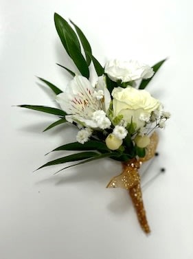All-White Mixed Flowers Boutonniere