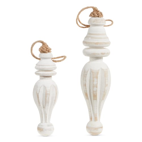 DISTRESSED WOOD FINIAL ORNAMENTS 8.75''