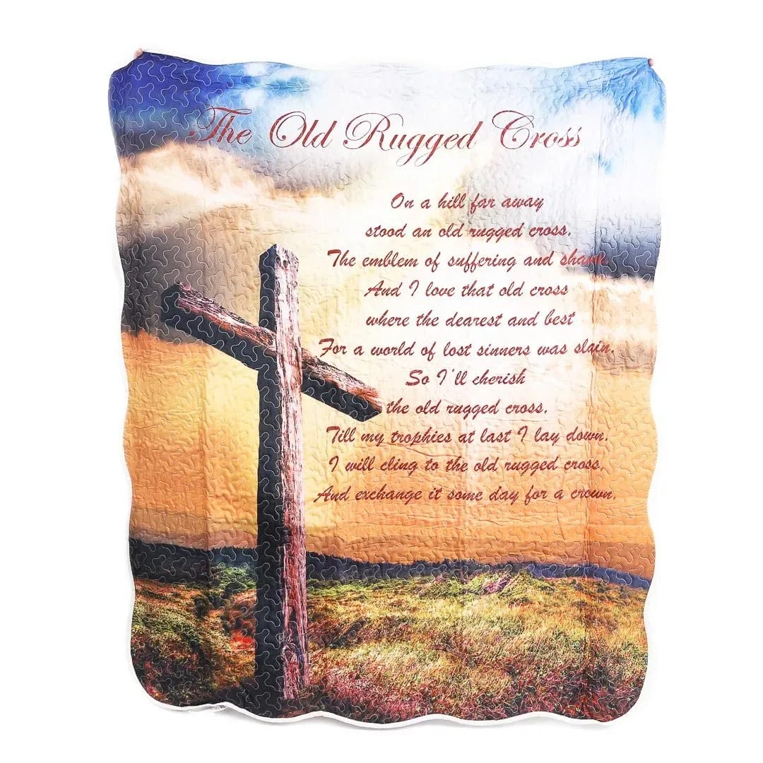 Quilted Throw, Old Rugged Cross, 50" x 60"