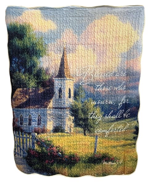 Quilted Throw, Church, Blessed are those who mourn, 50" x 60"