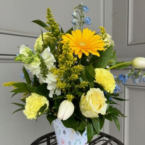 New Baby Bucket Flower Bouquet