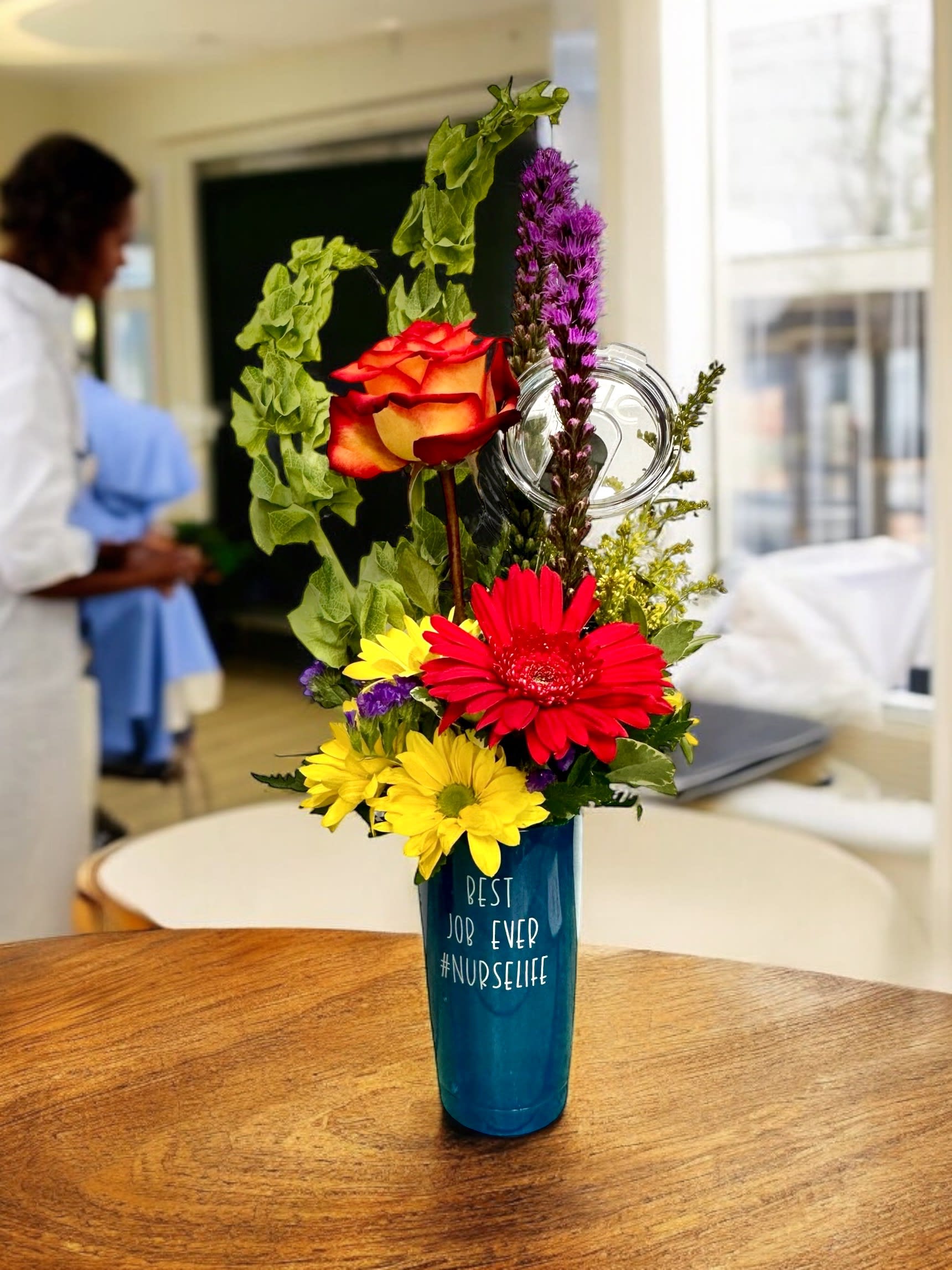 Nurse Life Best Job Ever Tumbler Flower Bouquet