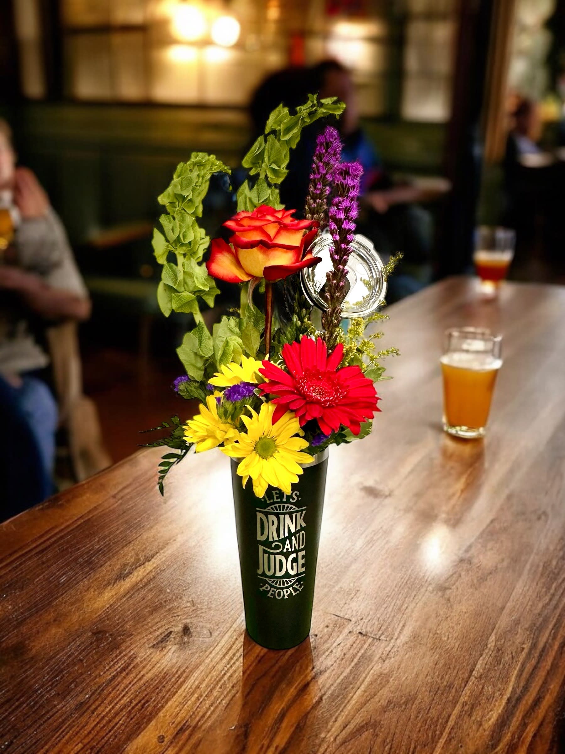 Lets Drink and Judge People 32oz Tumbler Flower Bouquet