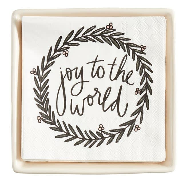 CERAMIC NAPKIN HOLDER- JOY TO THE WORLD