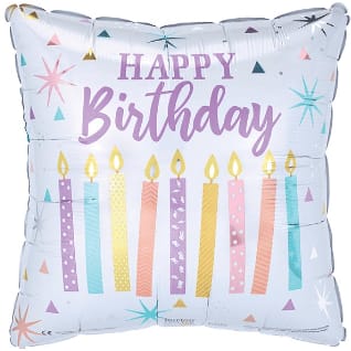 Happy Birthday Candles on Square Balloon