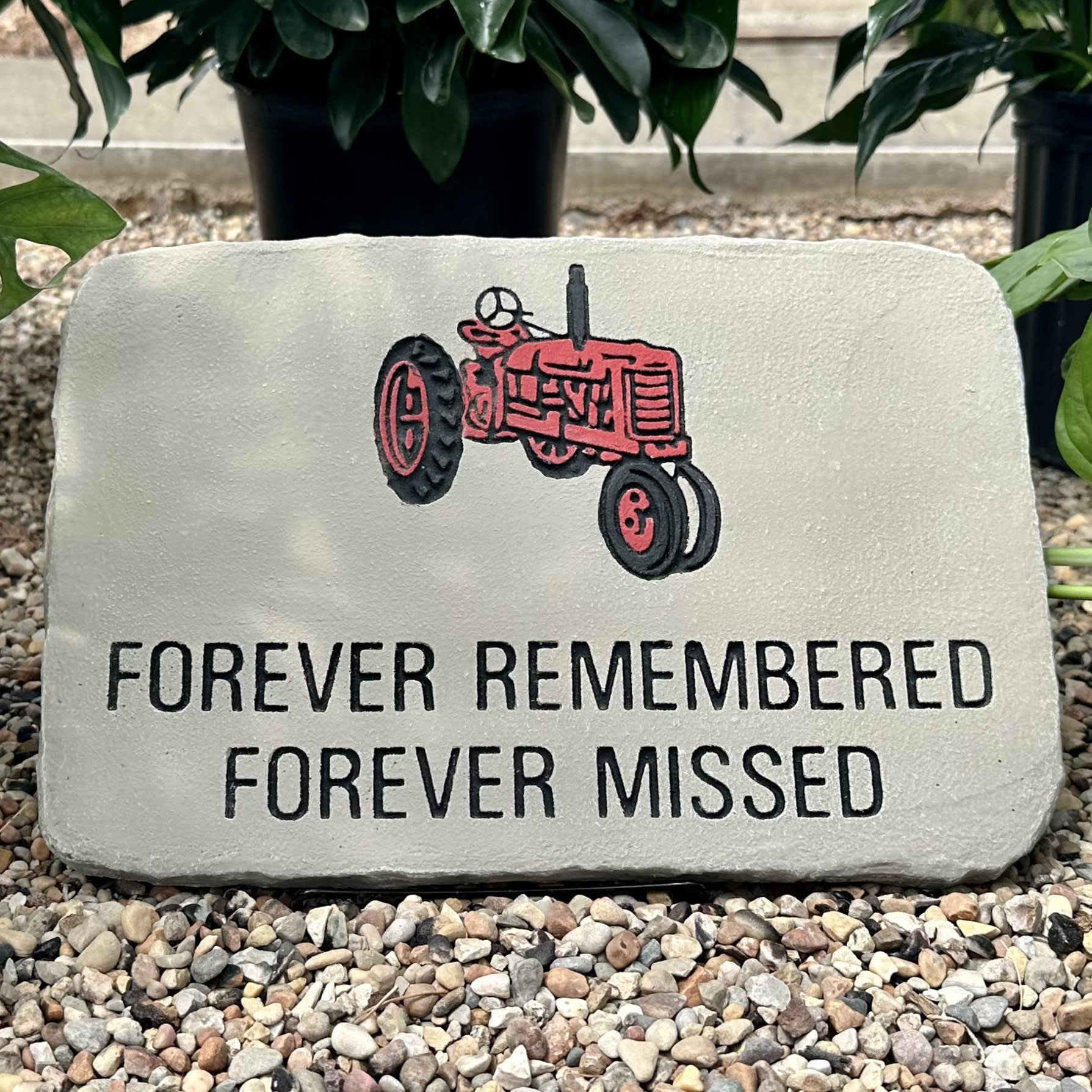Forever Remembered Red Tractor Stone
