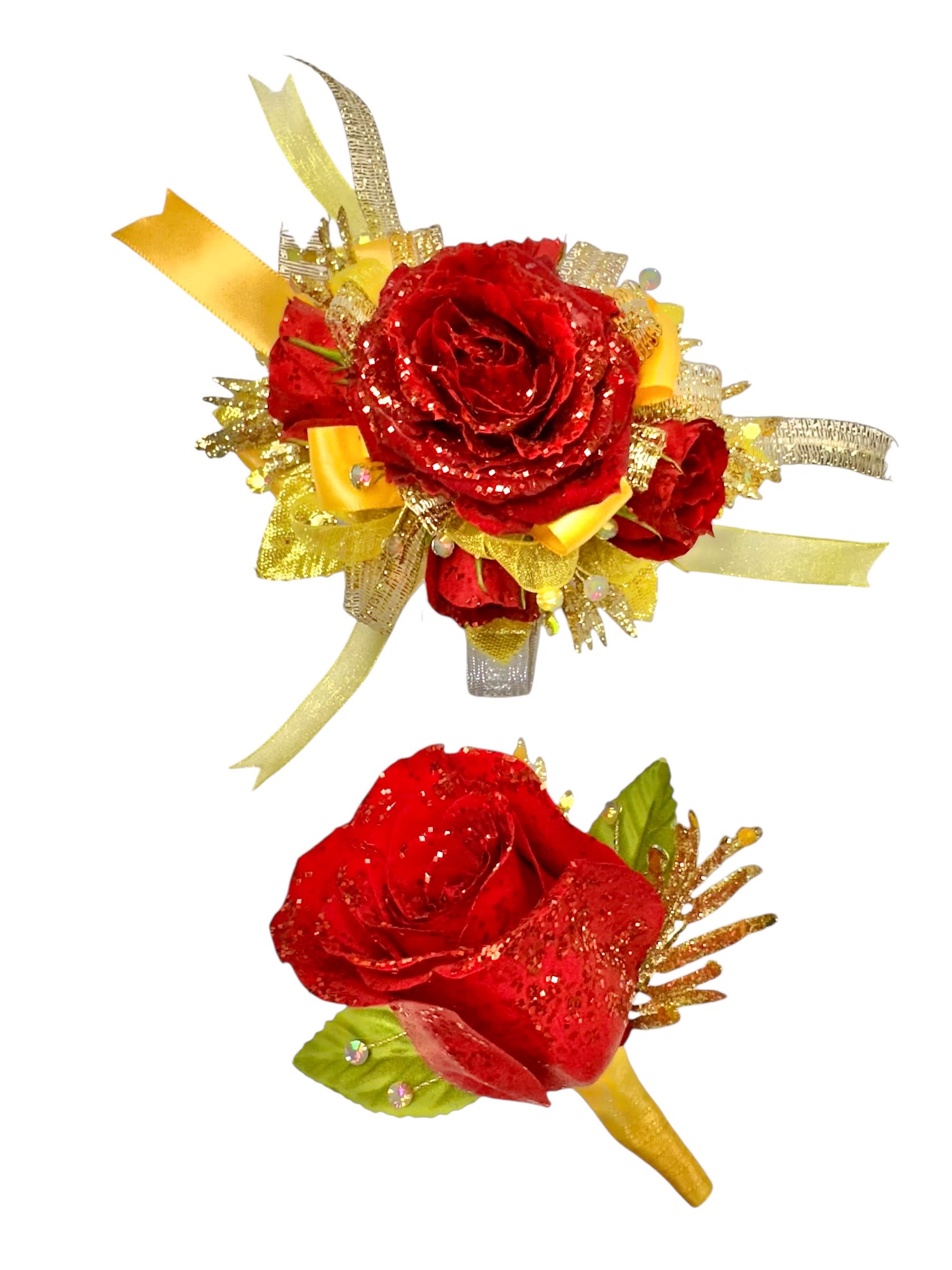 Belle and Beau Wristlet and Bout Set Flower Bouquet