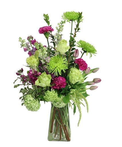 Grand Greens & Purples Vase Flower Bouquet