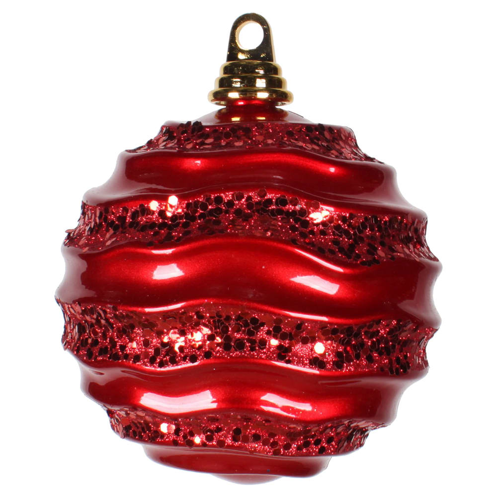 6'' RED CANDY GLITTER WAVE BALL
