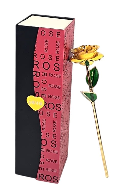 Yellow Rose Trimmed in 24K Gold Flower Bouquet