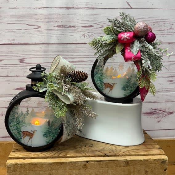 Winter Wonderland Deer Silk (Artificial) Lantern