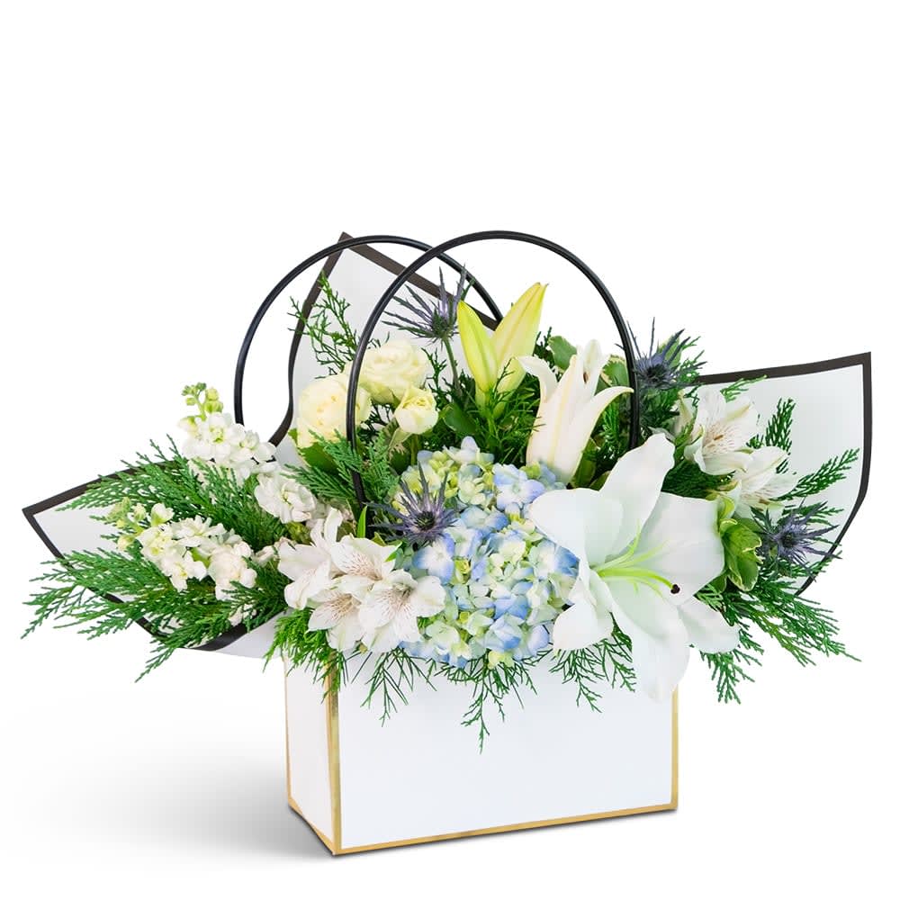Luna Blue Tote Flower Bouquet