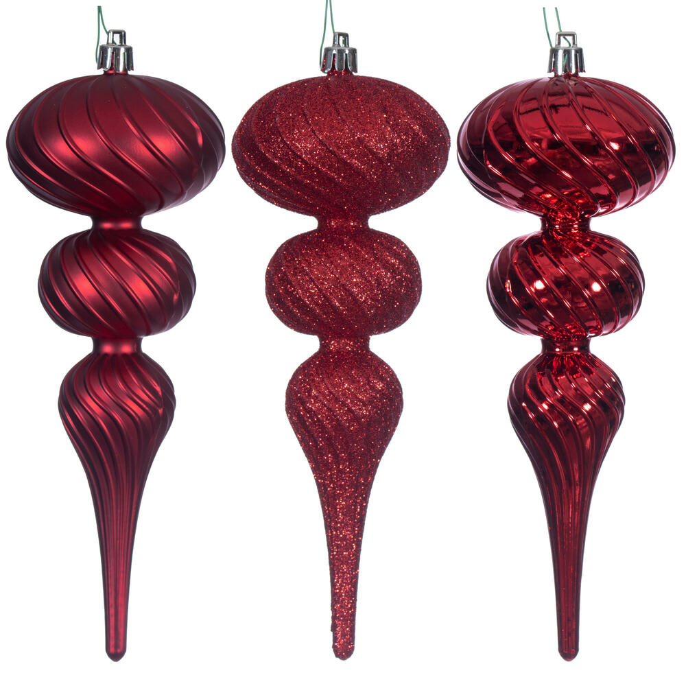 RED SWIRL FINIAL ORNAMENT 8''