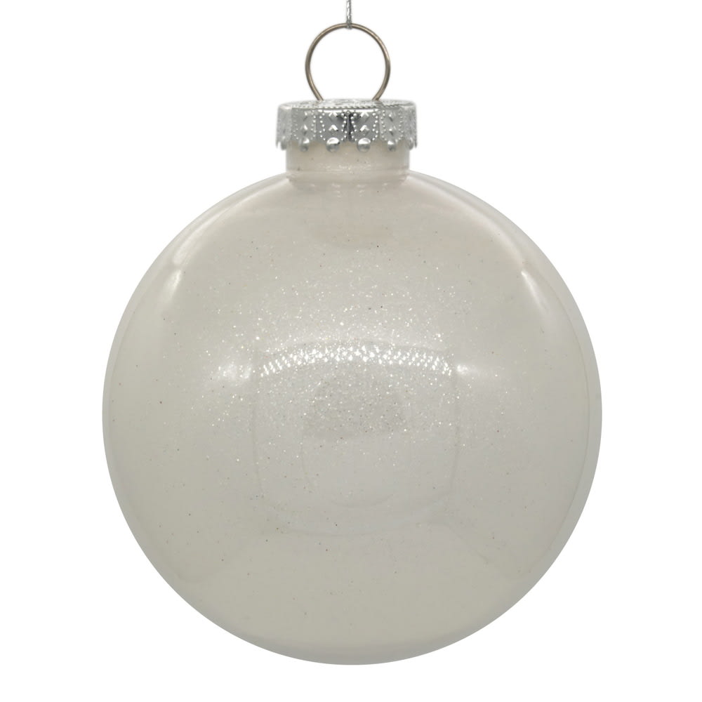 WHITE GLITTER CLEAR BALL 4.75''