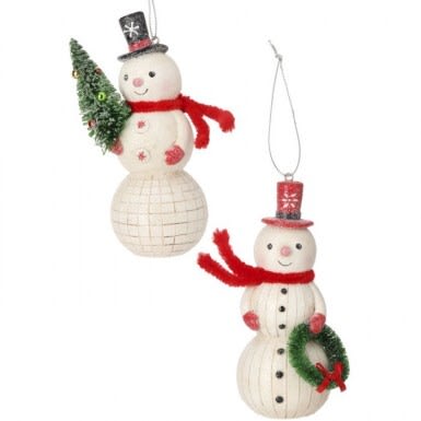 5'' PULP VILLAGE SNOWMEN ORNAMENT