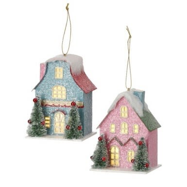 4'' lED TIMER CARDBOARD HOUSE ORNAMENT