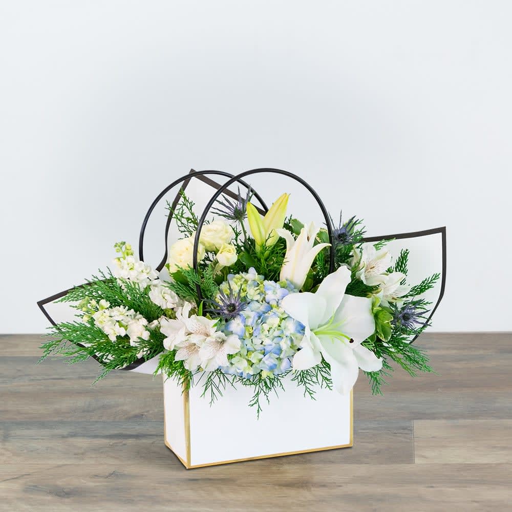 Luna Blue Tote Flower Bouquet