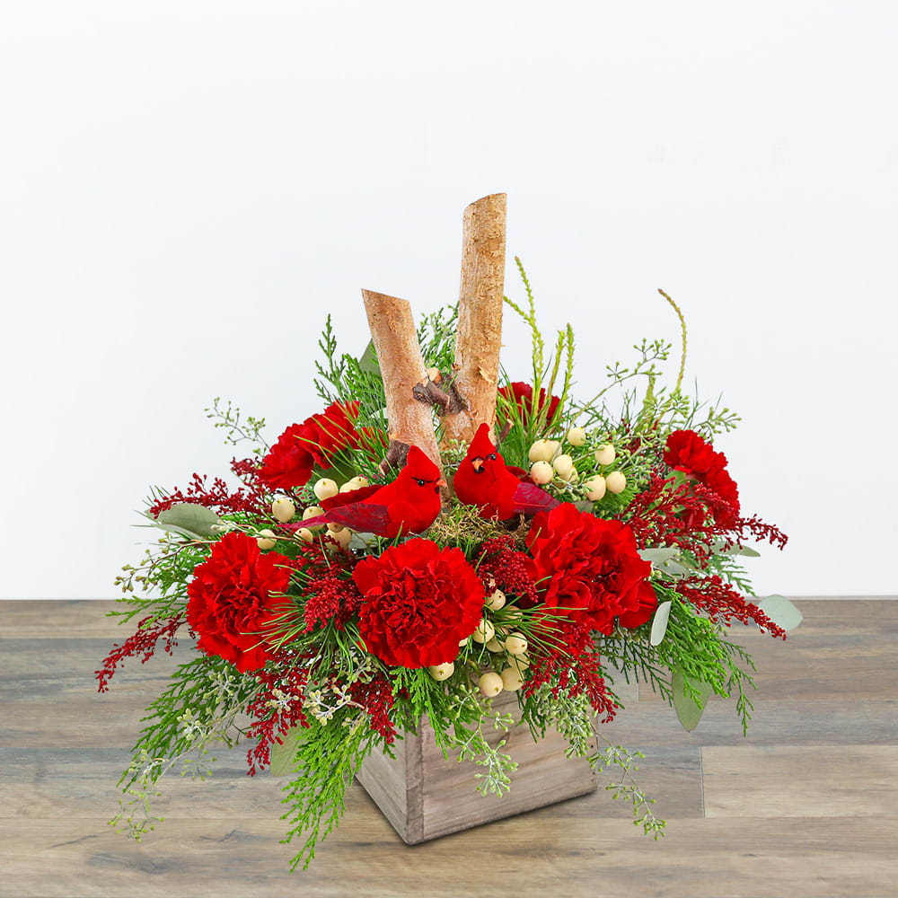 Woodland Cardinal Cheer Flower Bouquet