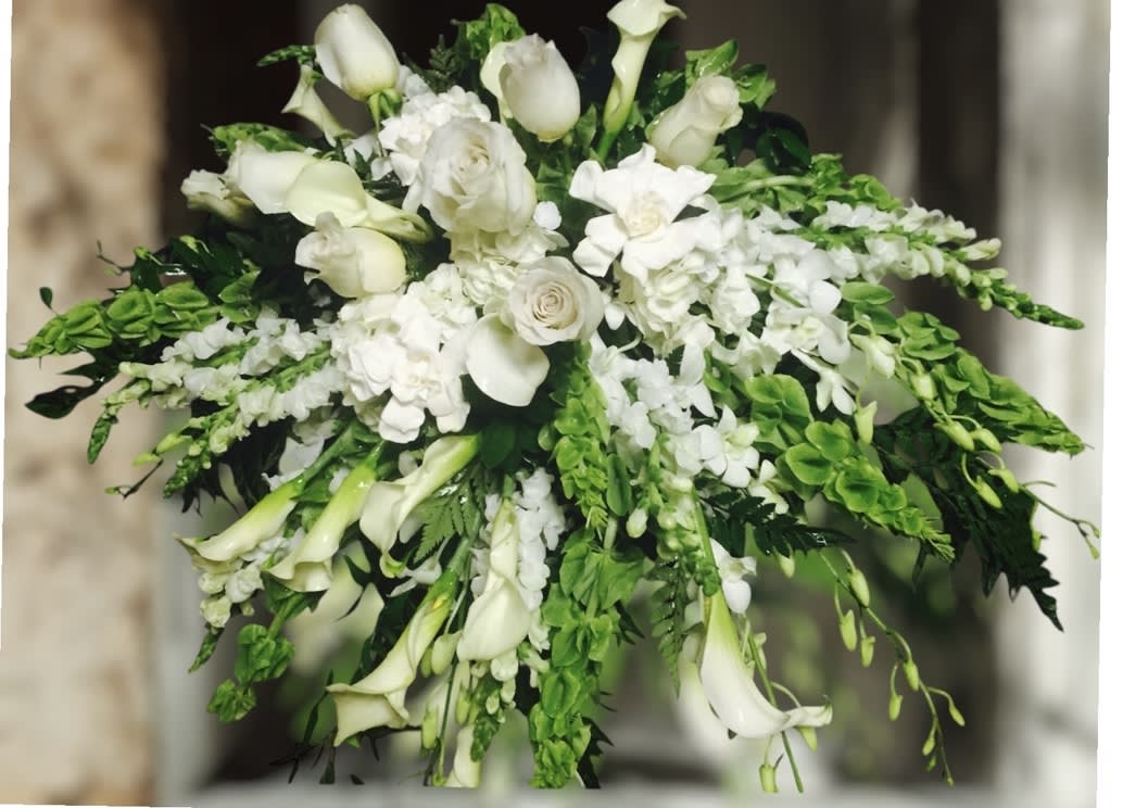 Peaceful White Casket Spray Flower Bouquet