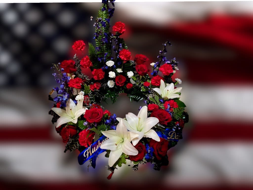 American Patriot Cremation Wreath Flower Bouquet