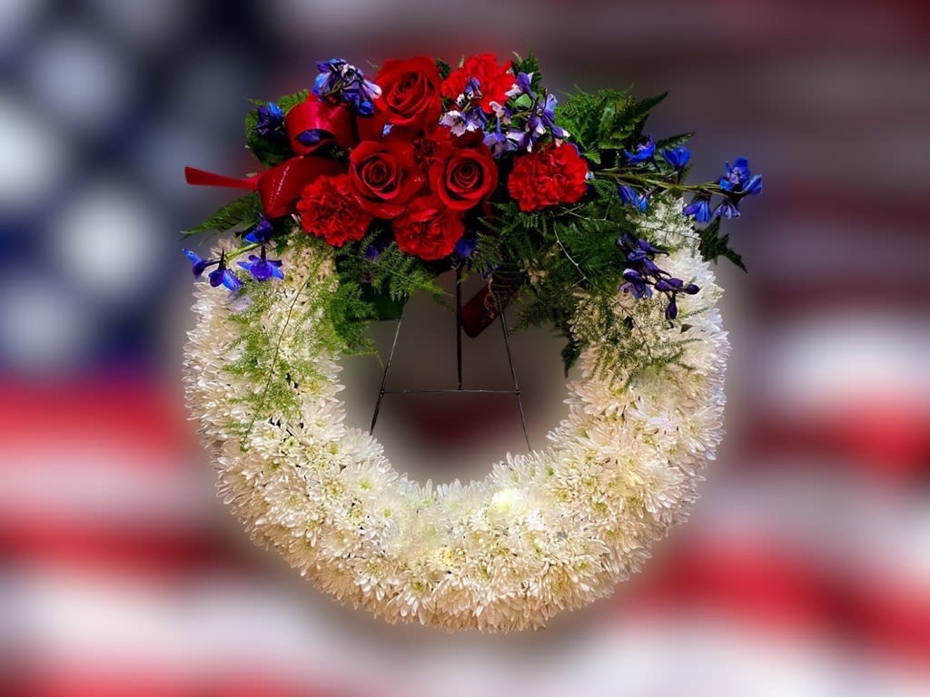 American Veteran Sympathy Wreath Flower Bouquet
