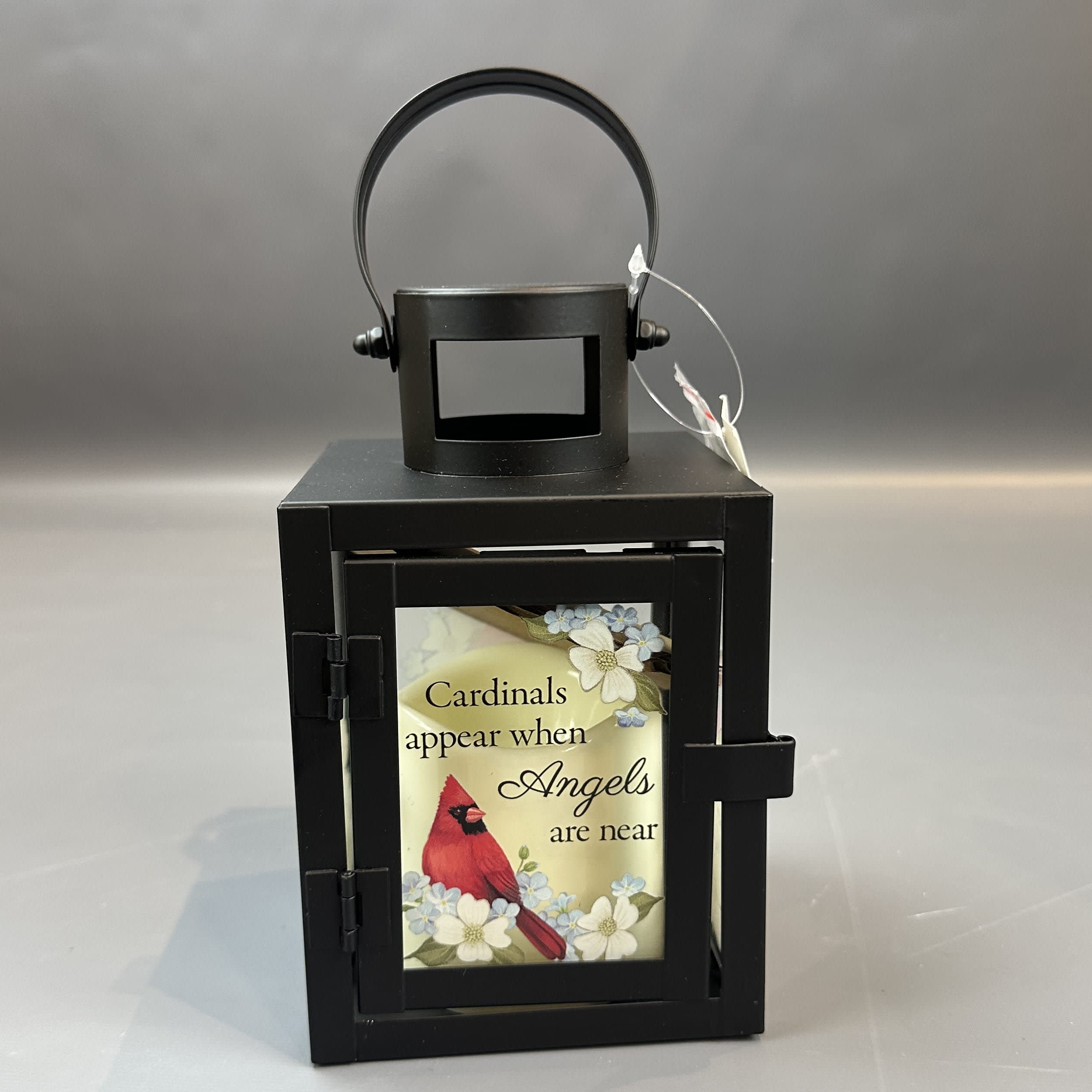 CARDINALS APPEAR WHEN ANGELS ARE NEAR LANTERN WITH CANDLE